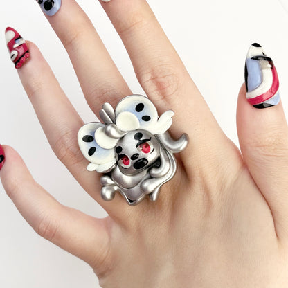 (Made-to-Order) Silver Necrofloria Hana Ring