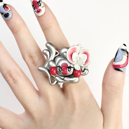 (Made-to-Order) Silver Necrofloria Suki Ring